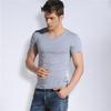Herren Kurzarm-T-Shirt mit V-Ausschnitt, einfarbiges T-Shirt, eng anliegendes Basisshirt