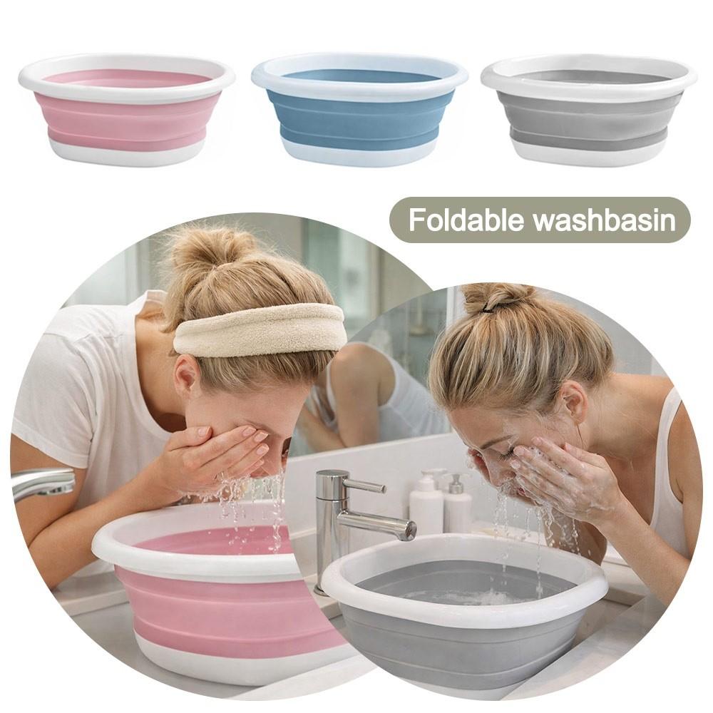 New Plastic Folding Basins Hangable Easy to Carry Folding Laundry Tub Wash Basin for Home Student Dormitory