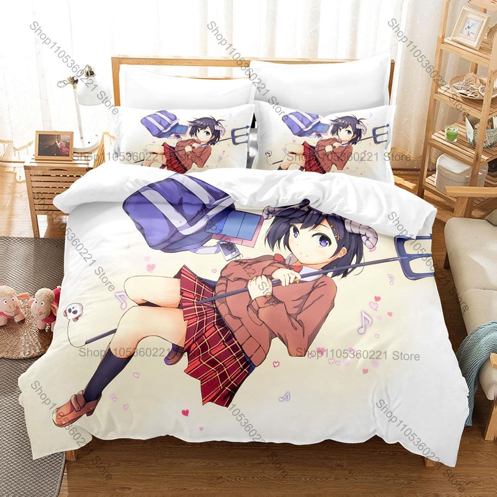 Cool Icon Gabriel & Satania Graphic Gabriel Dropout Anime Bedroom Decor Bedding Duvet Cover + 2 Pillowcases Anime Fan Room Decor