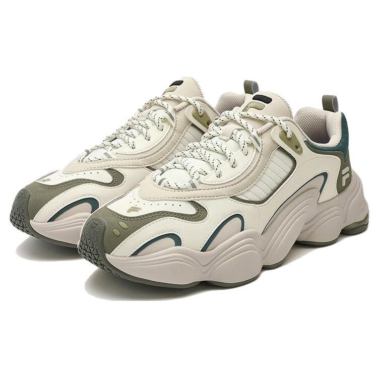 Fila Fusion Fabric Synthetic Leather Versatile Simple Shock Absorbing Wear Resistant Low Top Dad Shoes Men Sneaker White T12M341617FVS