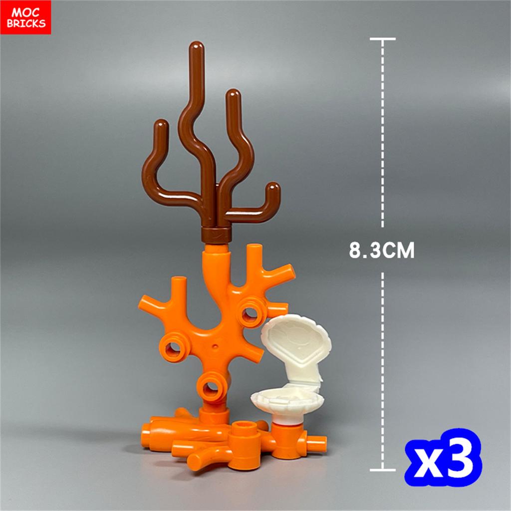MOC Bricks Ocean Animal Plant Coral Sea Scene Shark Octopus Manta Fish Clownfish Building Blocks Toys Children Gift