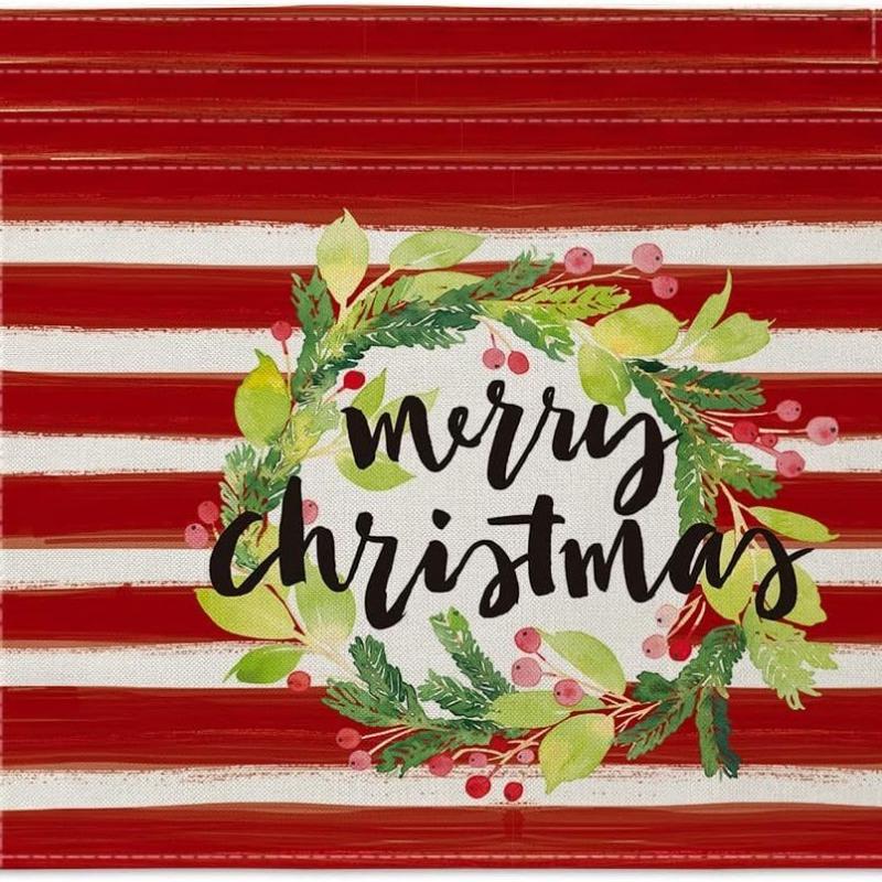 4Pcs Placemats & Coasters Set Christmas Santa Robin Snowman Reindeer Dinner Mats