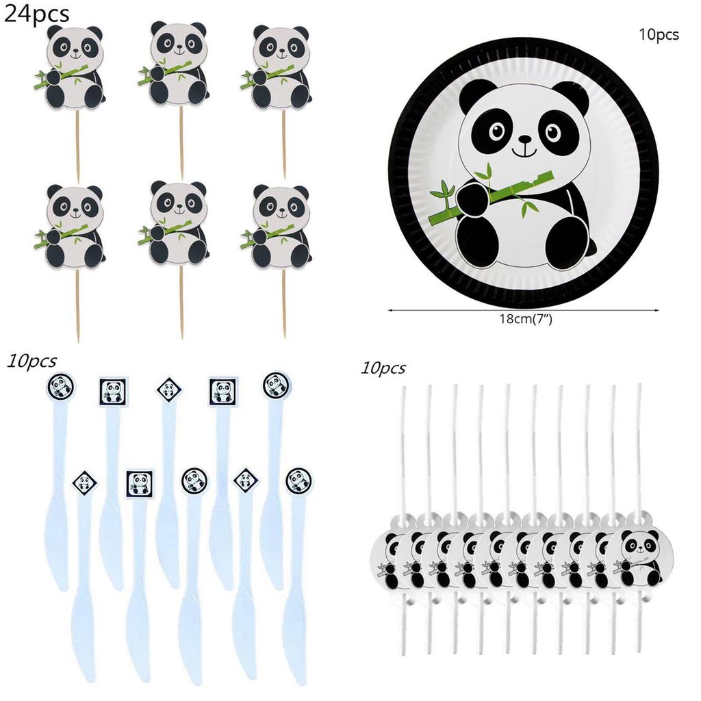 Adorable Panda Animal Party Supplies Tableware Decor For Kids Birthday Celebrations