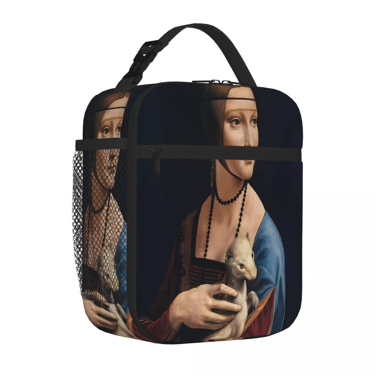 Bestselling The Lady With An Ermine By Leonardo Da Vinci - Great Neoprene Texture Lightweight Lunch Bag Daily Outdoor Bento Bag One Size