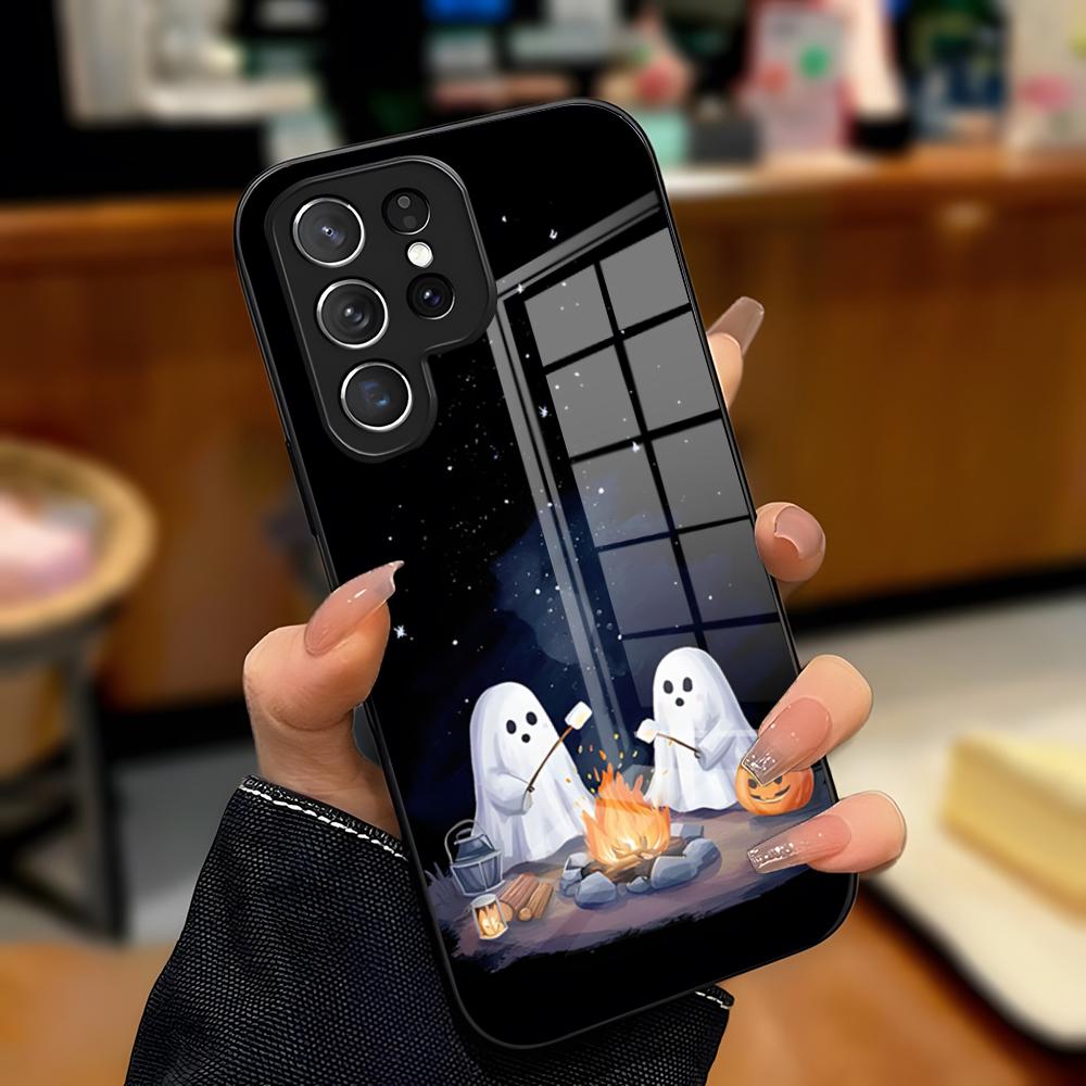 

Cute Ghost Halloween Phone Case For Samsung S26 S25 Plus S20 S20 Plus S22 Ultra S23 FE S21 Plus S21 Ultra Glass Cover Samsung S24 Ultra