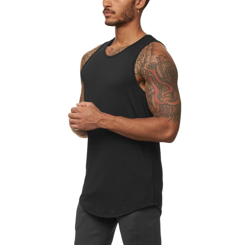 Muscleguys Simple Design Summer Cotton Trend Sports Breathable Fitness Vest Printing Wide-shoulder Tank Top Men's Tight-fitting Outer Wear