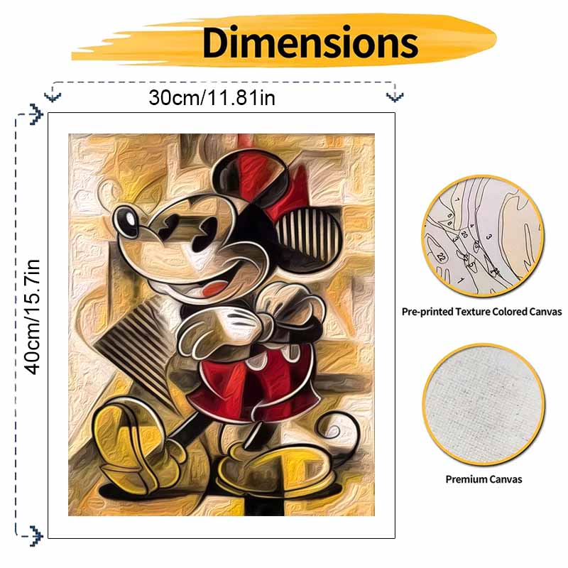Disney Mickey Mouse abstract oil paint by numbers painting kit handmade diy home decor gifts wall art canvas set living room decor