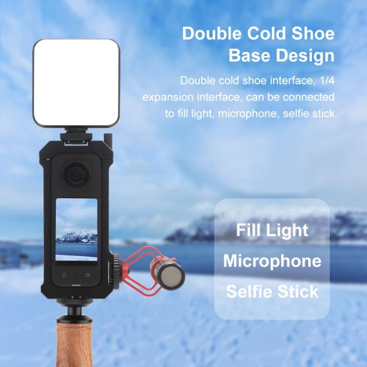For Insta360 X3 PULUZ Metal Protective Cage Rig Housing Frame with Expand Cold Shoe Base & Tripod Adapter