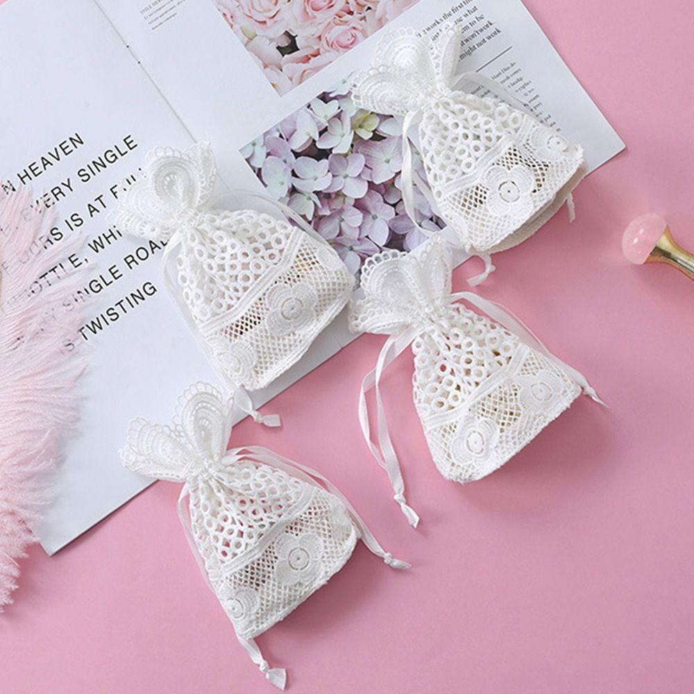 High Quality White Gift Bag Gauze Festival Favor Drawstring Pocket Packing Storage Bag Party Supply