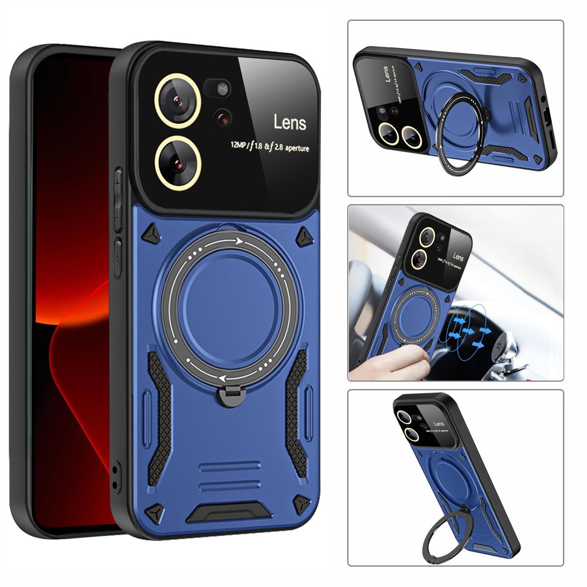 

For Xiaomi 13T/13T Pro/Redmi K60 Ultra Magnetic Phone Case Kickstand PC+TPU Hybrid Cover Black