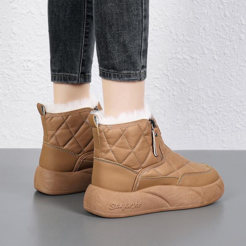 34-42 Women's Winter Plus Size Fashionable Double Zipper Thick Soled High Top Cotton Shoes Women's Snow Boots