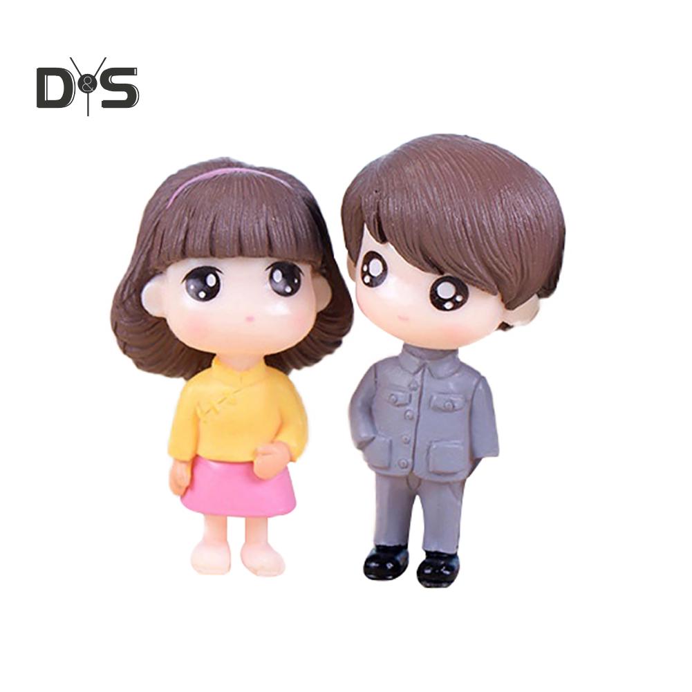2 bucăți/set băiat fată păpușă din desene animate ornamente în miniatură pentru casă de păpuși pentru grădină