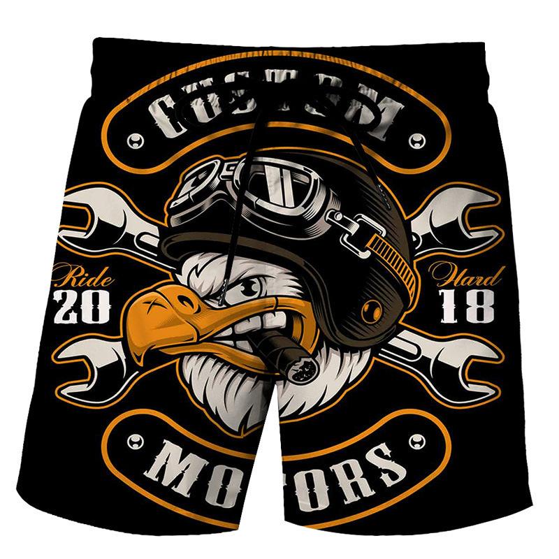 Herren 3D Digital bedruckte Tier Adler Strandhose, Herren Locker Lässig Urlaub Strand Fünfviertel Shorts