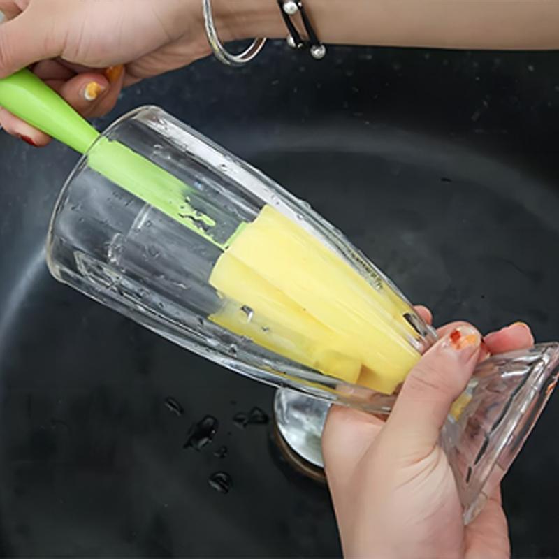 Flower Shape Cup Cleaning Brush With Detachable Sponge For Scrubbing And Long Handle Design Brush for Kitchen Use