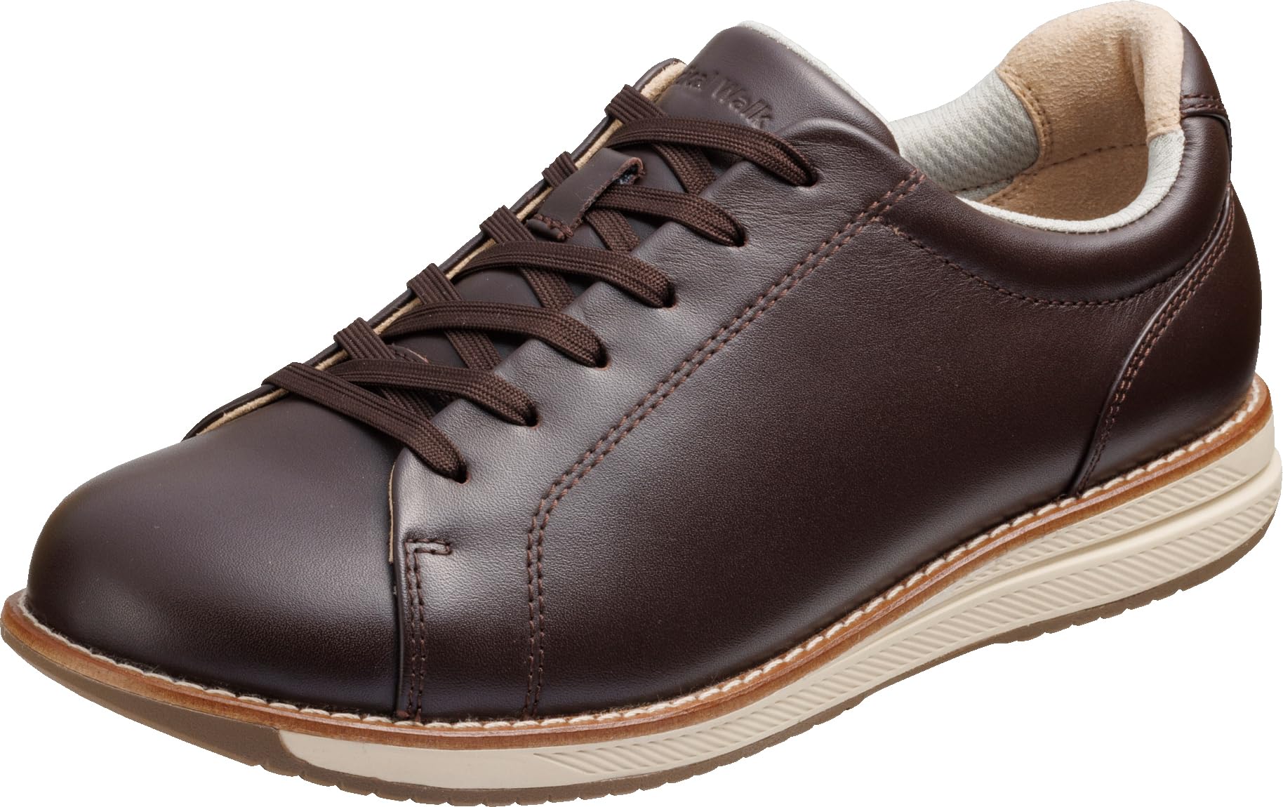 

Женские повседневные кроссовки для ходьбы Asahi Medical Walk WK L038 на молнии, натуральная кожа, темно-коричневые, размер 23.0 см, 3E, предотвращают проблемы с коленями