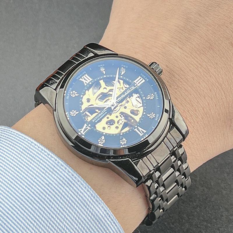Top Brand Vacuum Plated Watch Men's Fully Automatic 30 m Waterproof Steel Strip Men's Mechanical Watch