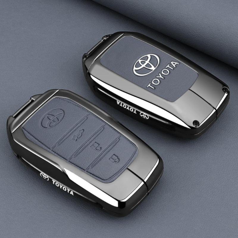 Leather Car Key Case Cover For Toyota C-HR Hilux Fortuner Land Cruiser 200 Camry Corolla Crown RAV4 2023 2024 2025 Accessories