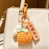 Handmade Crocheted Persimmon Keychain, "Good Things Happen" Lucky Charm,Lucky Persimmon Peanut Keyring, Hand-Knitted Fruit Pendant with Wish Tag