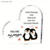 Romantic "You Are My Penguin" Heart Plaque - Vintage Style Tabletop Decorative Sign with Penguin Couple & Love Message, Ideal Gift for Valentin