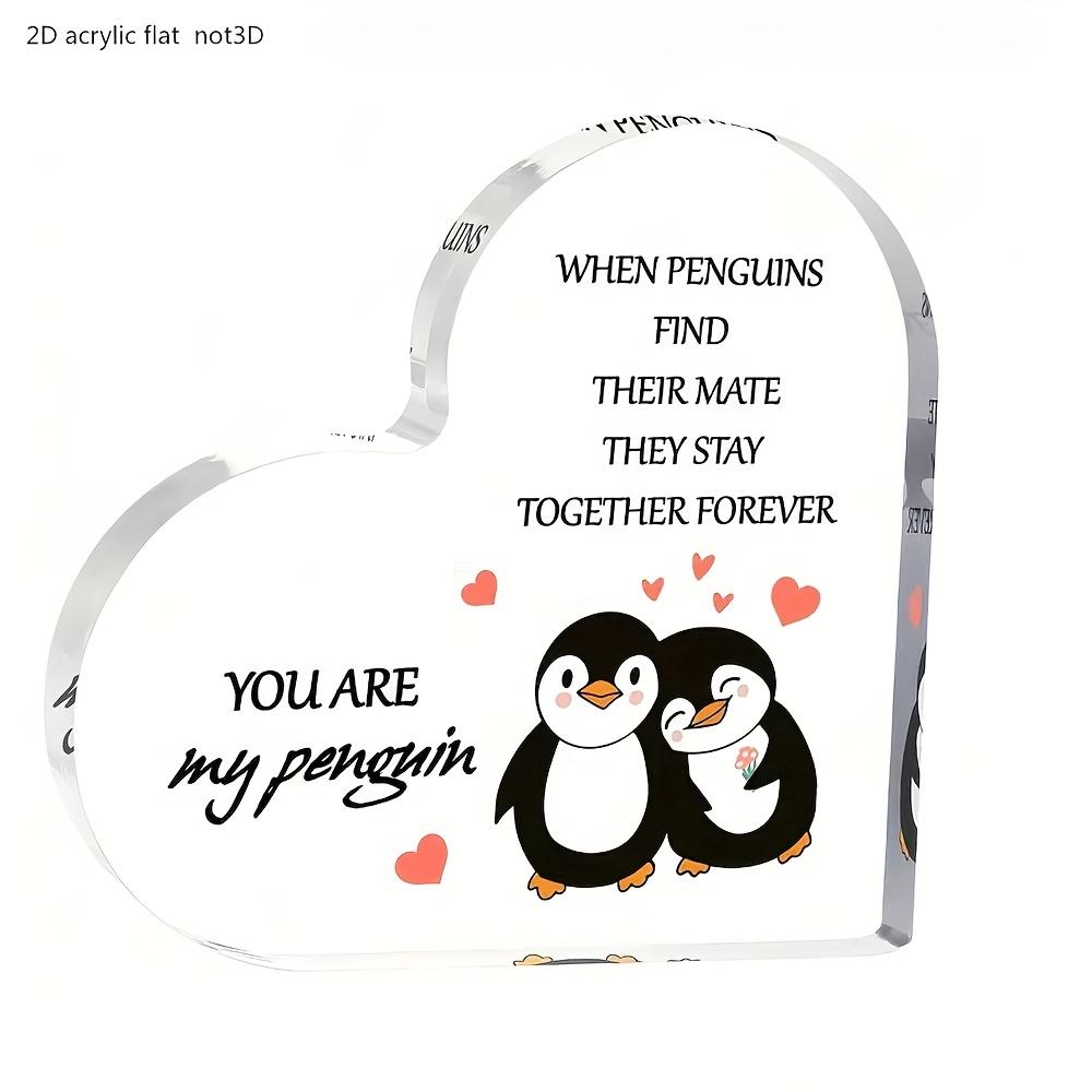 

Romantic You Are My Penguin Heart Plaque - Vintage Style Tabletop Decorative Sign with Penguin Couple & Love Message, Ideal Gift for Valentin 10*10cm