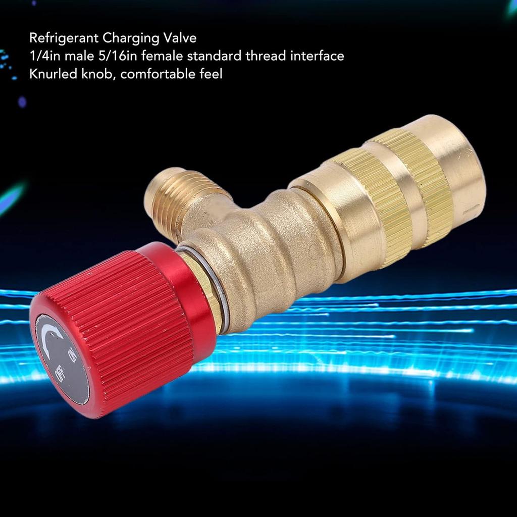 Refrigerant Charging Valve Brass Liquid Safety Valve for R22 R410 R134A R404 1/4in Male 5/16in Female Air Conditioner Manifold