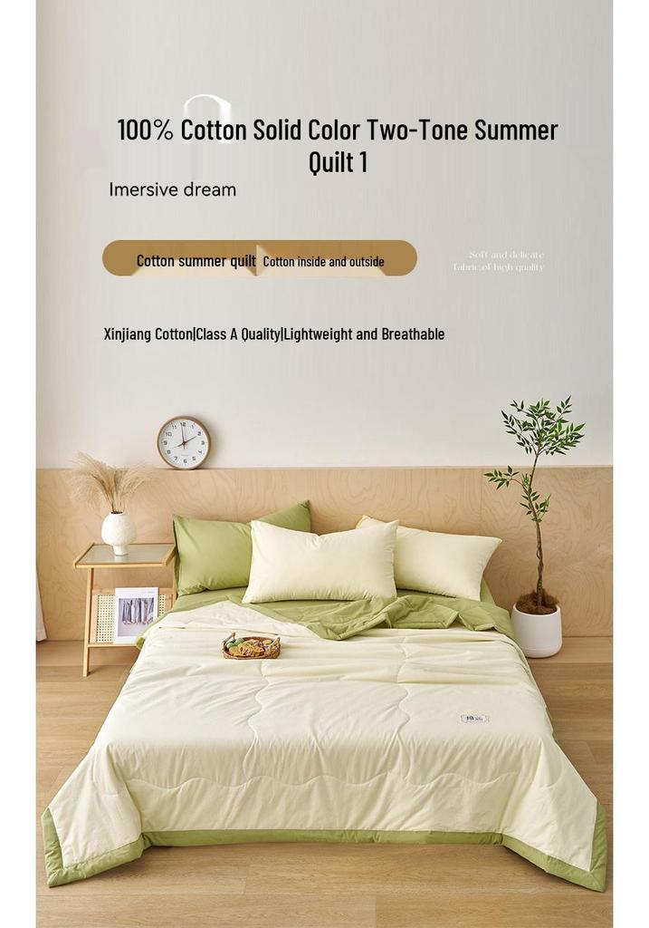 Set Coperta Estiva in Puro Cotone Lavato Giapponese - Cotone dello Xinjiang, Sottile e Fresco, Classe A, Quattro Pezzi