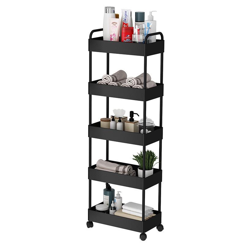 Movable Bathroom Trolley Rack for Layered Gap Storage