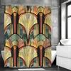 Vintage Mid Century Gold Gothic European Pattern Shower Curtain, Bathroom Decorative Shower Curtain, Waterproof Shower Curtain w