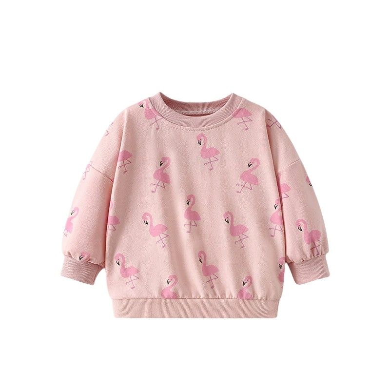Girls' Sweatshirt for Spring and Autumn, European and American Style, Casual Round Neck Long-Sleeve Base Shirt, Children's Pullover Top
