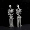 Vintage Fan-Shaped Tassel & Bell Earrings - Retro Ethnic Style for Women