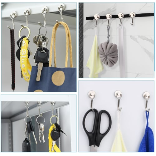BOCHUANG 7-Piece Strong Magnetic Hooks, 16mm Diameter, Super Strong, 12kg Vertical Load Capacity, Neodymium Magnets