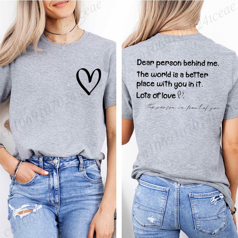 Dear Person Behind Me Printed Summer T-Shirts Tops Mental Health Awareness Design Women's Graphic T-Shirt Short Sleeve Clothing