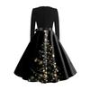 Women's Fashionable And Elegant Autun And Winter Long-sleeved Christmas Tree Print Dress