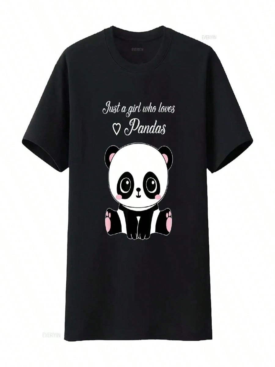 Cute Panda T Shirt Just A Girl Who Loves Pandas Vintage Washed Stylish Casual Unisex Slightly Graphic Top For Everyday Wear S разноцветный