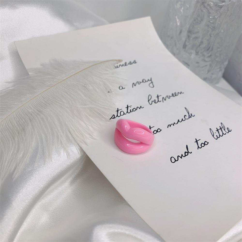 

Личность Новые Для Женщин Квадратные Акриловые Панк Смоляные Кольца Кольцо на Палец Модная Бижутерия Губы F