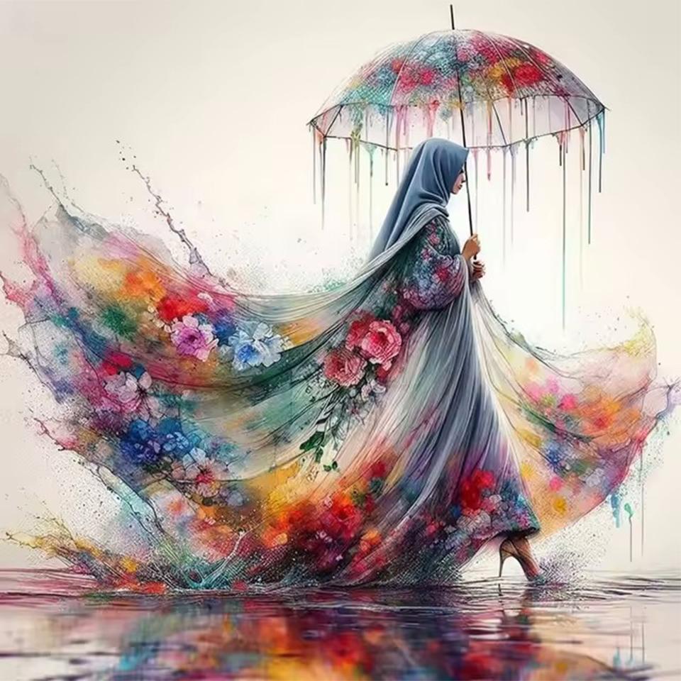 Rhinestone Painting Crystal Decor Diamond Painting Woman Umbrella 5D Cross Stitch Pattern Diamond Embroidery Diamond Painting