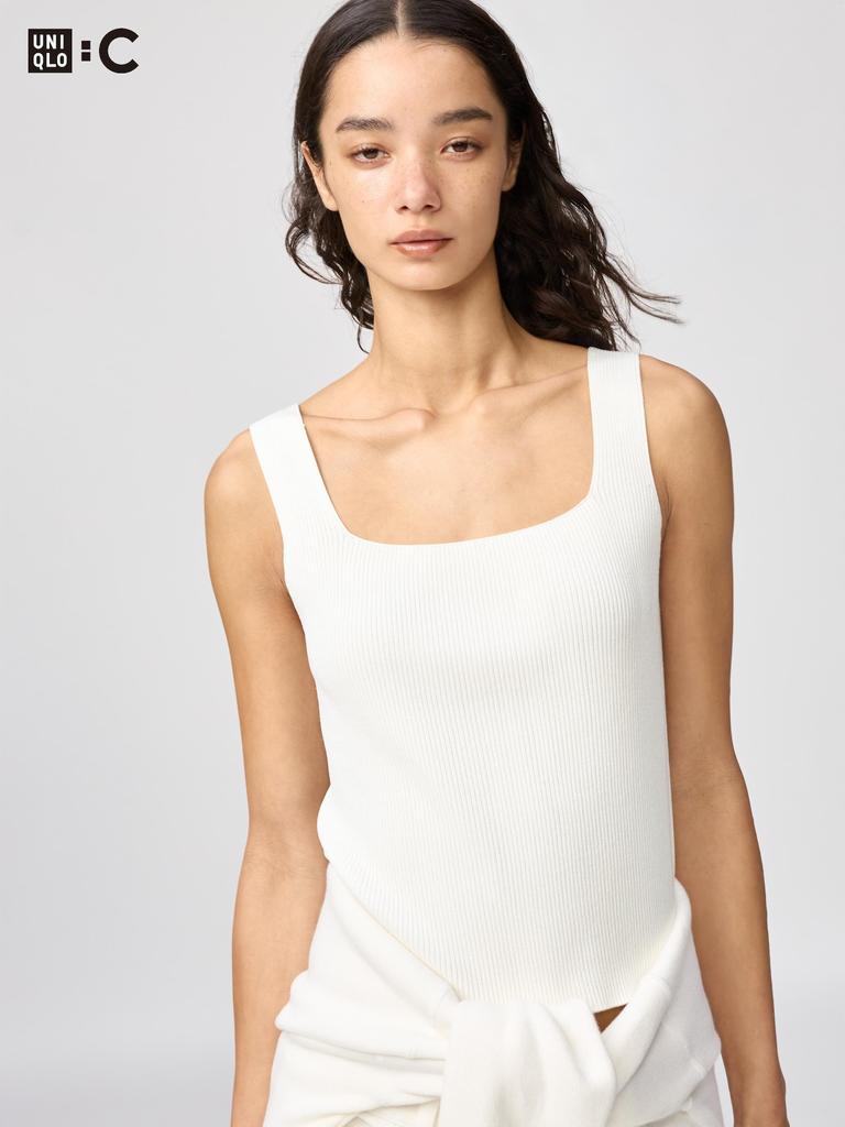 Uniqlo Japan 3d Ribbed Square Neck Sweater Sleeveless