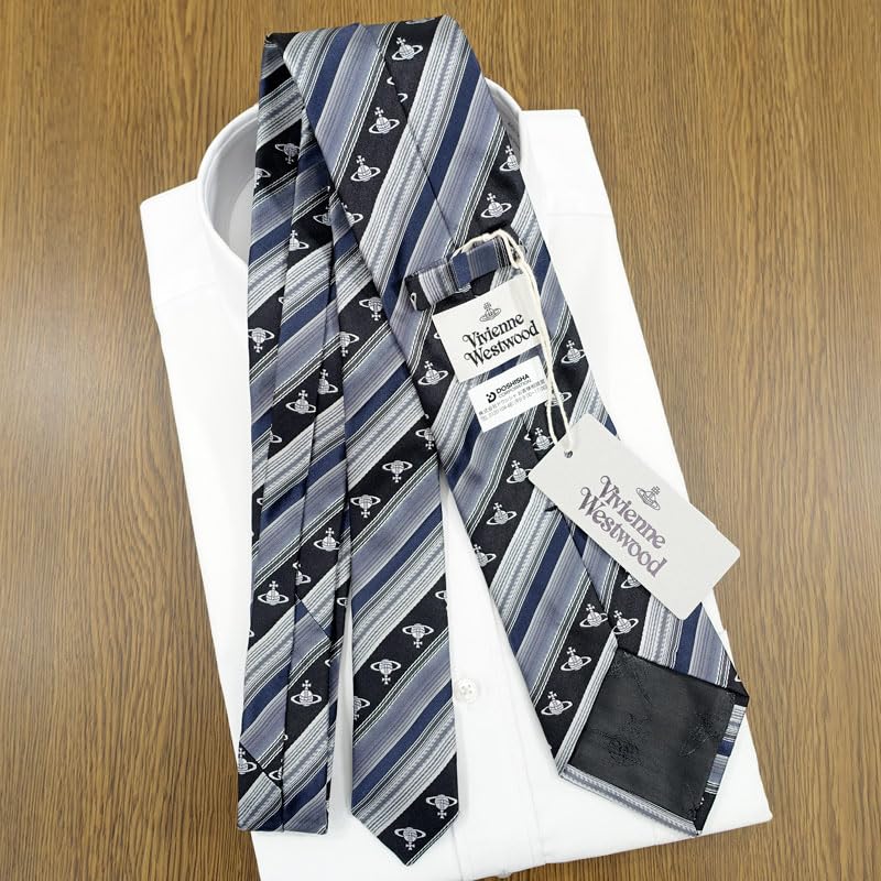 VIVIENNE WESTWOOD Tie VW26 (8,5 cm bred) Grå/Svart [Brukt]