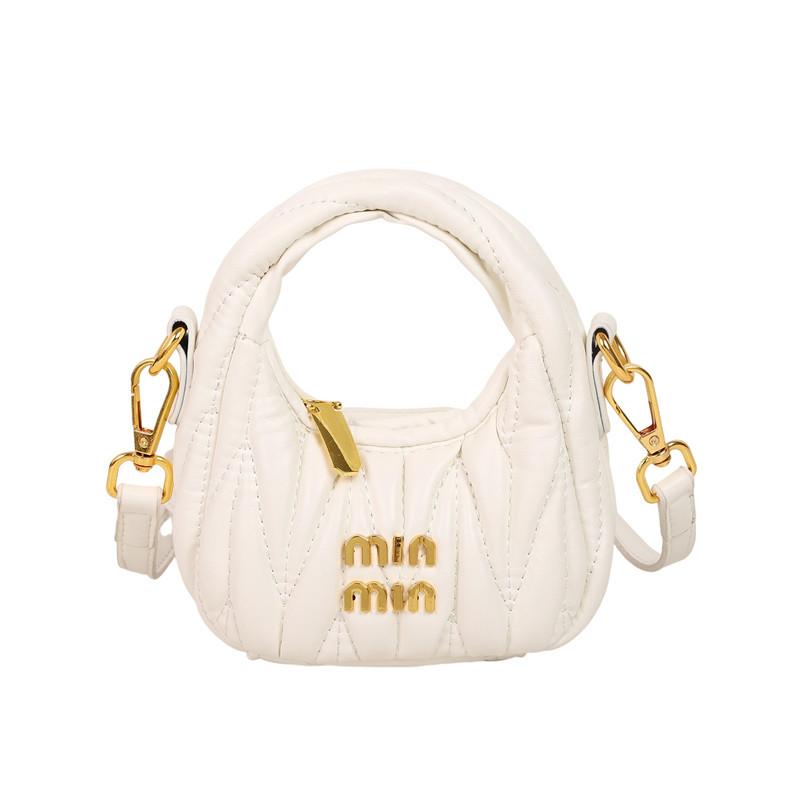 

Складная сумка-полумесяц женская 2025 новая трендовая высококлассная текстура универсальная сумка-мессенджер нишевый дизайн портативная сумка на плечо 13*6*15 белый