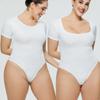 Women's Fashion Square Collar Bodysuit Solid Color Sexy Slim Plus Size Short-sleeved T-shirt Jumpsuit for Women