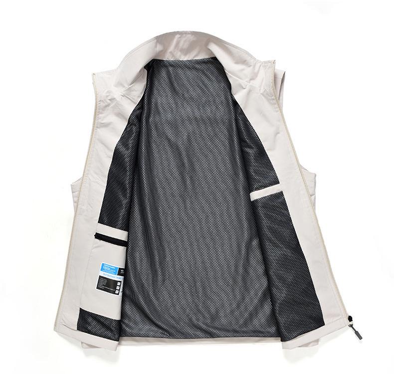Men's Spring Breathable Outdoor Fishing Vest with Stand Collar and Logo