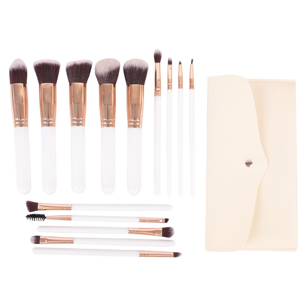 14-Piece Long-Handled Makeup Brush Set: Includes Blush, Eyeshadow, Powder, and Foundation Brushes