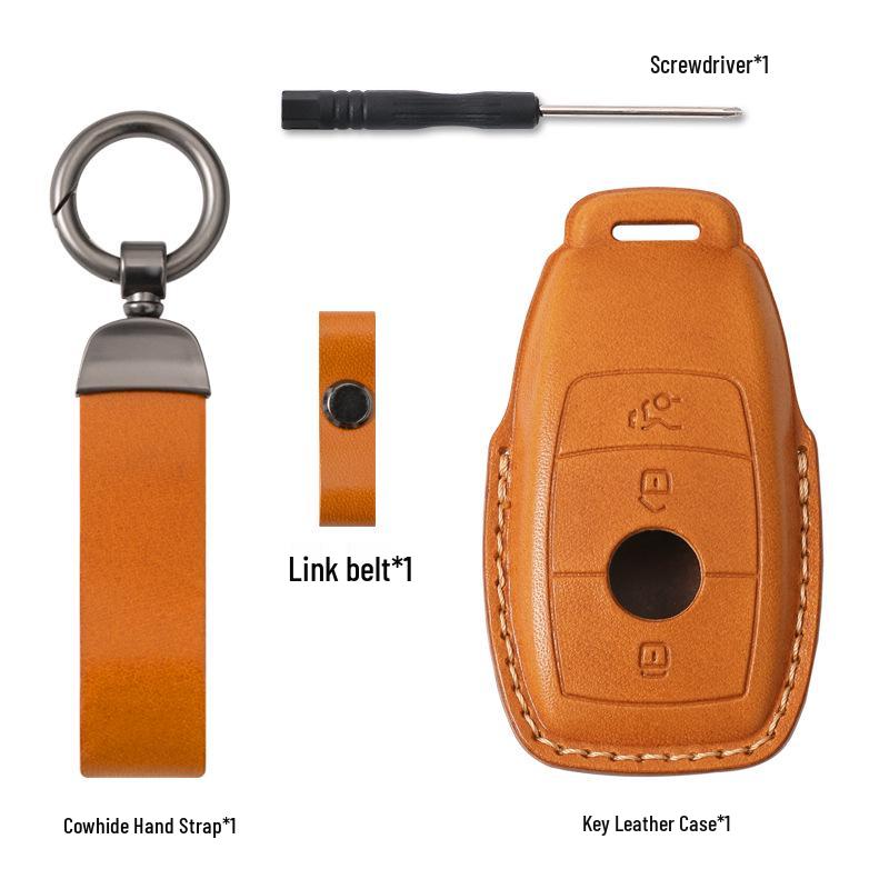 Husă din piele naturală pentru cheie Mercedes pentru E-Class E300, A200L, C-Class 260L - Model vechi pentru bărbați