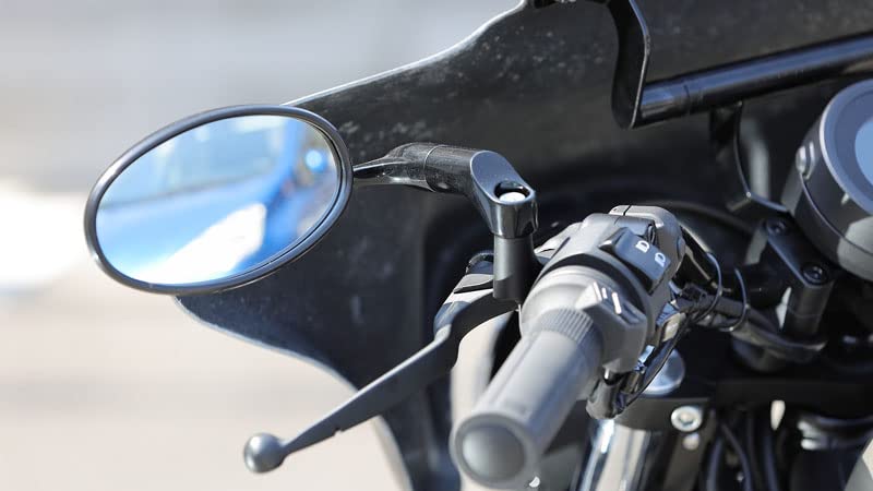 Kijima Motorcycle Euro Universal 1 Mirror, Type, 10mm/8mm Bolt, Oval, Fit, Left/Right, Black, Piece, 203-8085