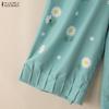 ZANZEA Women Summer Elaatic Waist Loose Casual Floral Croppe Pants