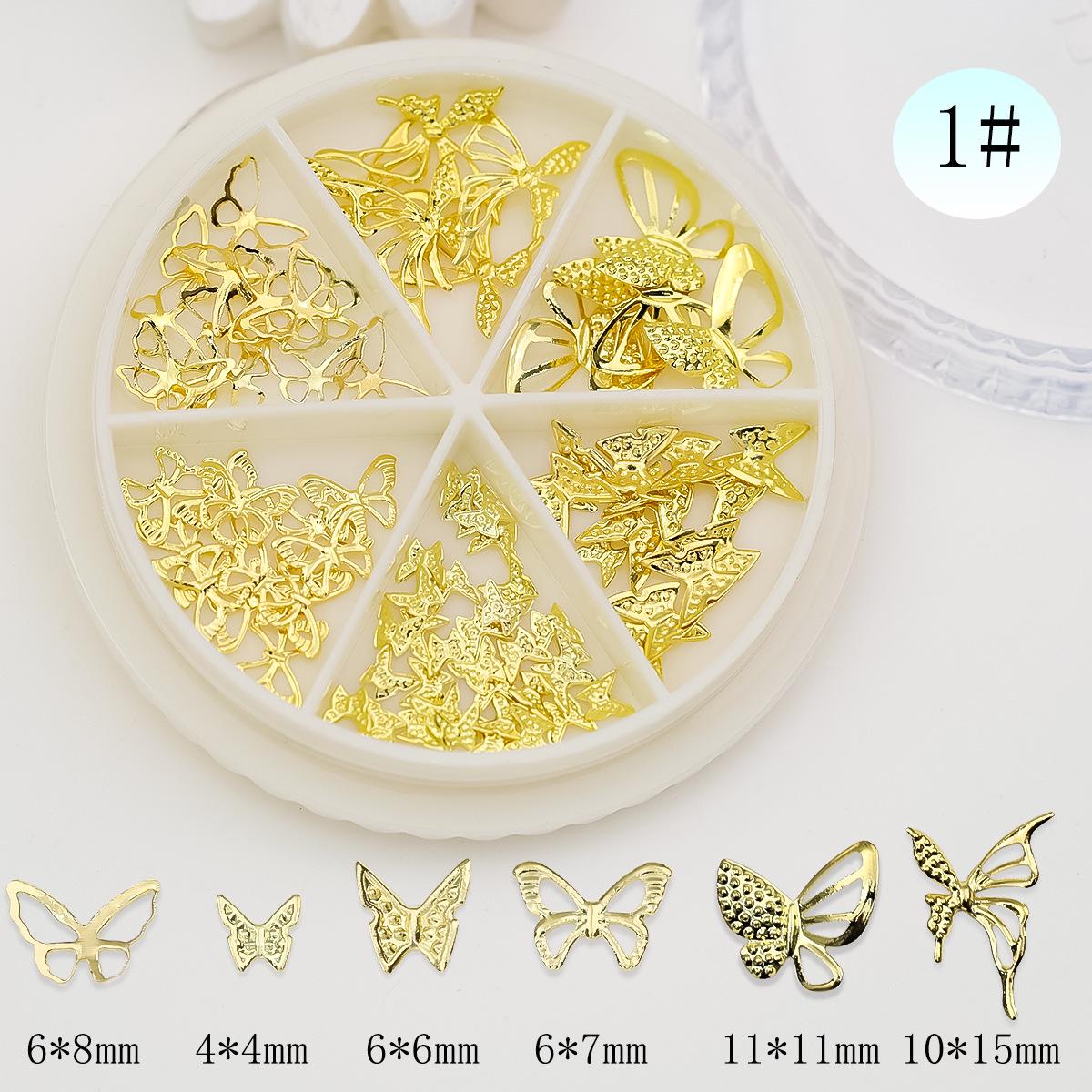 3D Butterfly Nail Art Metal Plates: Japanese Style Hollow Gold  Silver Decorations with Rhinestone Stickers