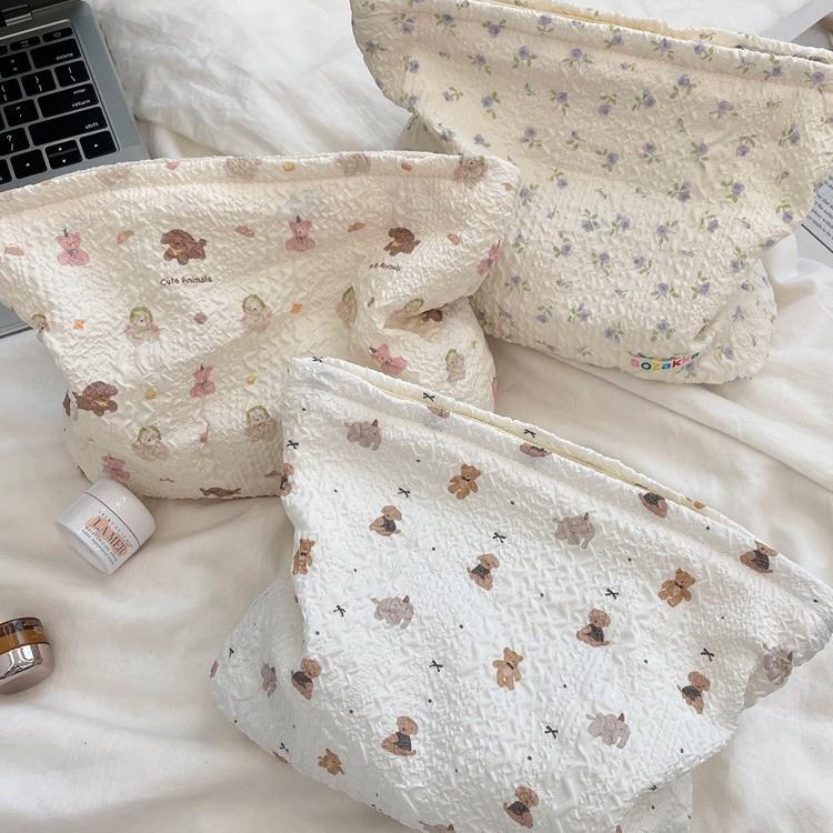 Embossed Cartoon Cosmetic Bag - Portable, Large Capacity Travel Toiletries & Skin Care Storage Bag.