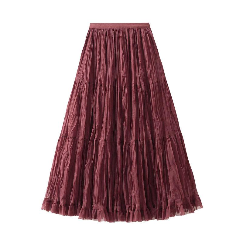 Gonne in Tulle da Donna A Line Fairy a Strati Midi Vita Alta Elastica Gonna Lunga Stratificata Fluida Svasata Tutù Gonna da Donna in Rete Vita Alta Maxi Gonne