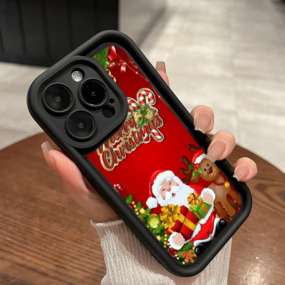 Ae109 Happy New Year Merry Christmas art Phone Cases for iPhone 16 14 13 11 Pro Max 15 7 8 6s Plus 12 mini XR XS Max Angel Eye Ladder Protective Cover