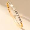 Htpwe Stainless Steel Ring Inlaid With Zircon Wide Version Glossy Bracelet 18k Couple Holiday Gift Bracelet Party Daily  Zircon